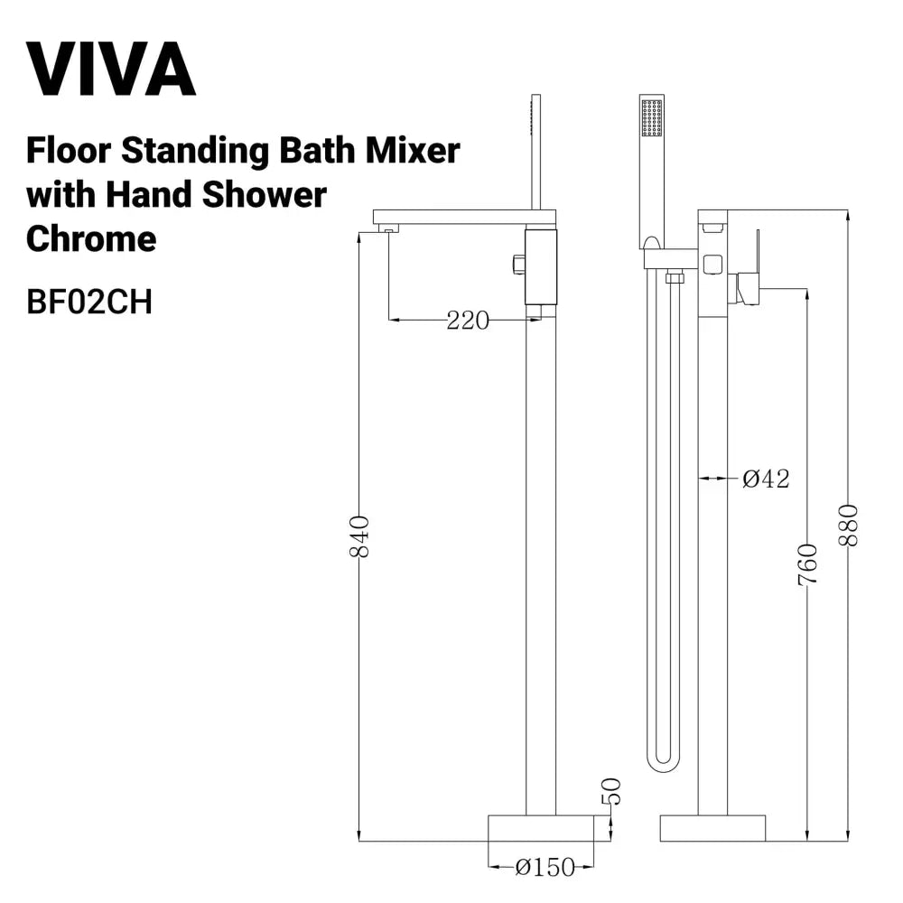 Clearance - Viva Freestanding Bath Mixer with shower Chrome - Tapware