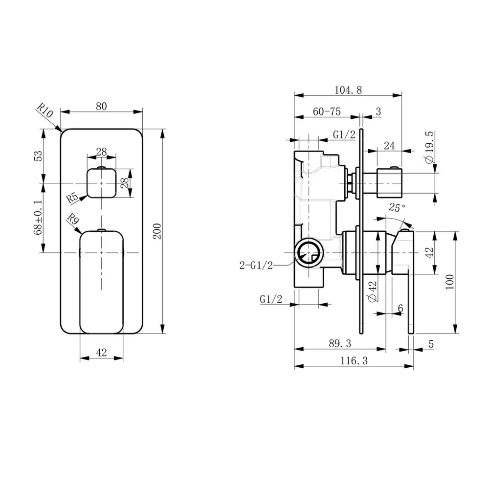 Clearance - VIVA Shower Bath Mixer with Divertor - Tapware