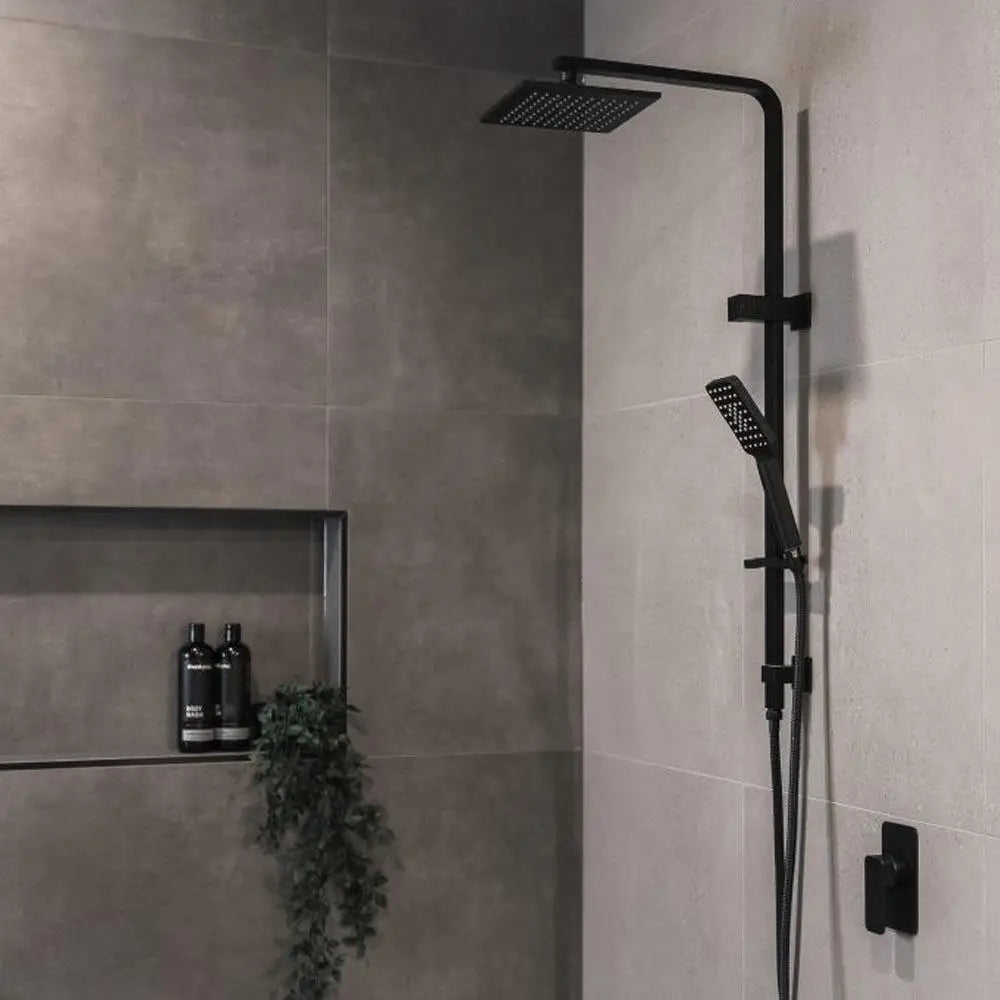 Clearance - VIVA Square Twin Shower Top Inlet Matte Black - 4 Star Water Efficiency - Showers