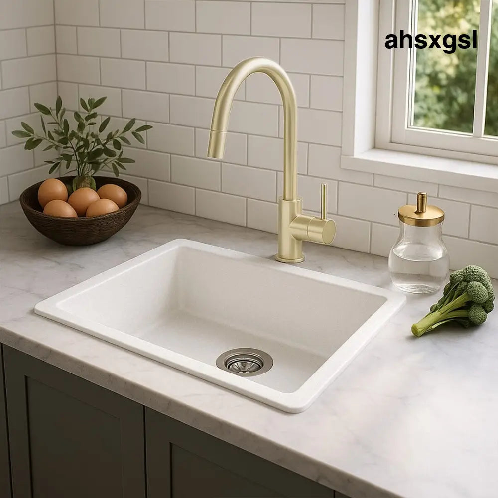 CLIO Granite White Kitchen Sink 650x450 Single Bowl - Sinks