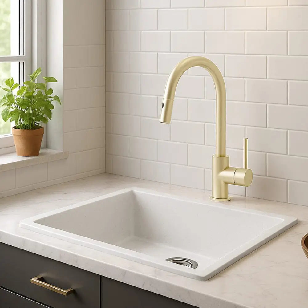 CLIO Granite White Kitchen Sink 650x450 Single Bowl - Sinks