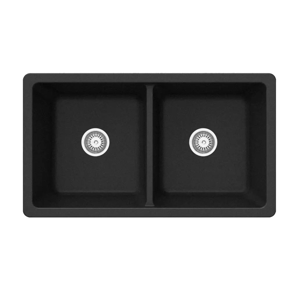 CLIO Jet Black Granite Kitchen Sink 800x450 Double Bowl - Sinks