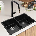 CLIO Jet Black Granite Kitchen Sink 800x450 Double Bowl - Sinks