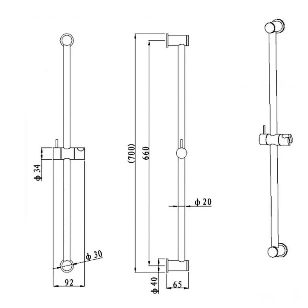 CLIO Shower Rail Round Gunmetal - Showers