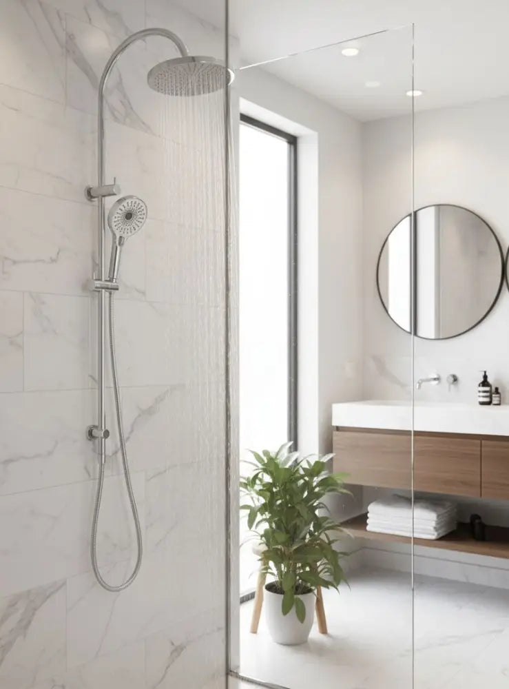 ORIO Gooseneck Dual Shower Air Shower Rail Chrome - Showers