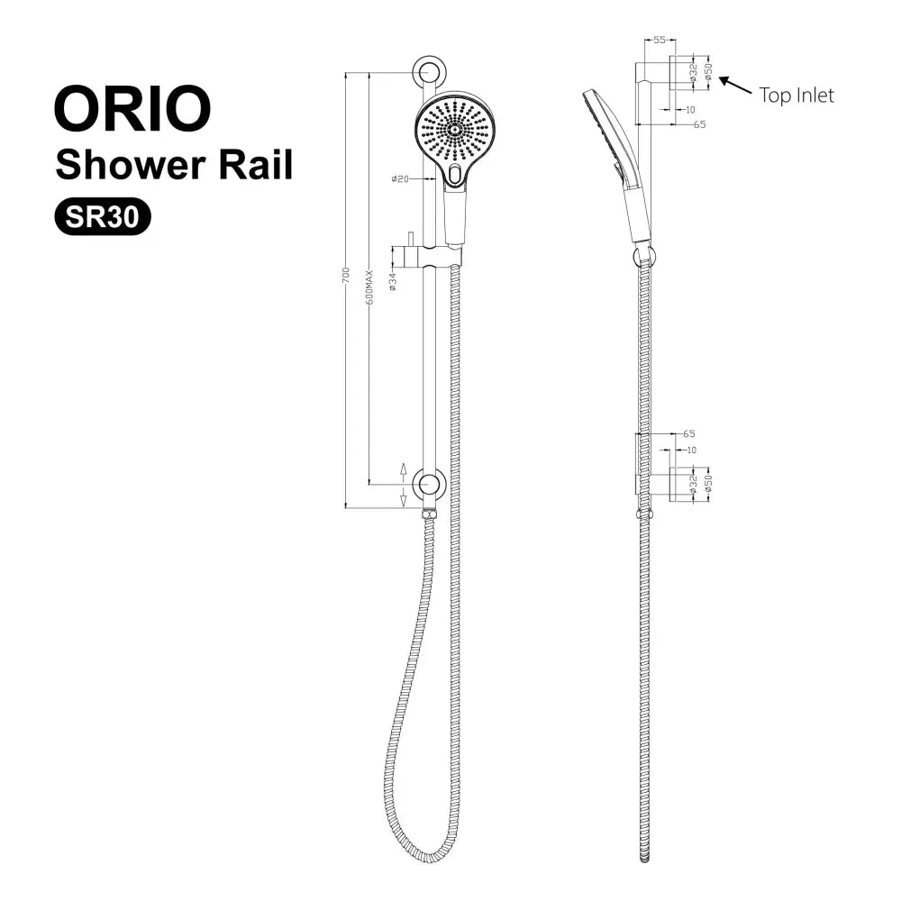 Orio Rail Shower with Air Shower Brushed Nickel - Showers