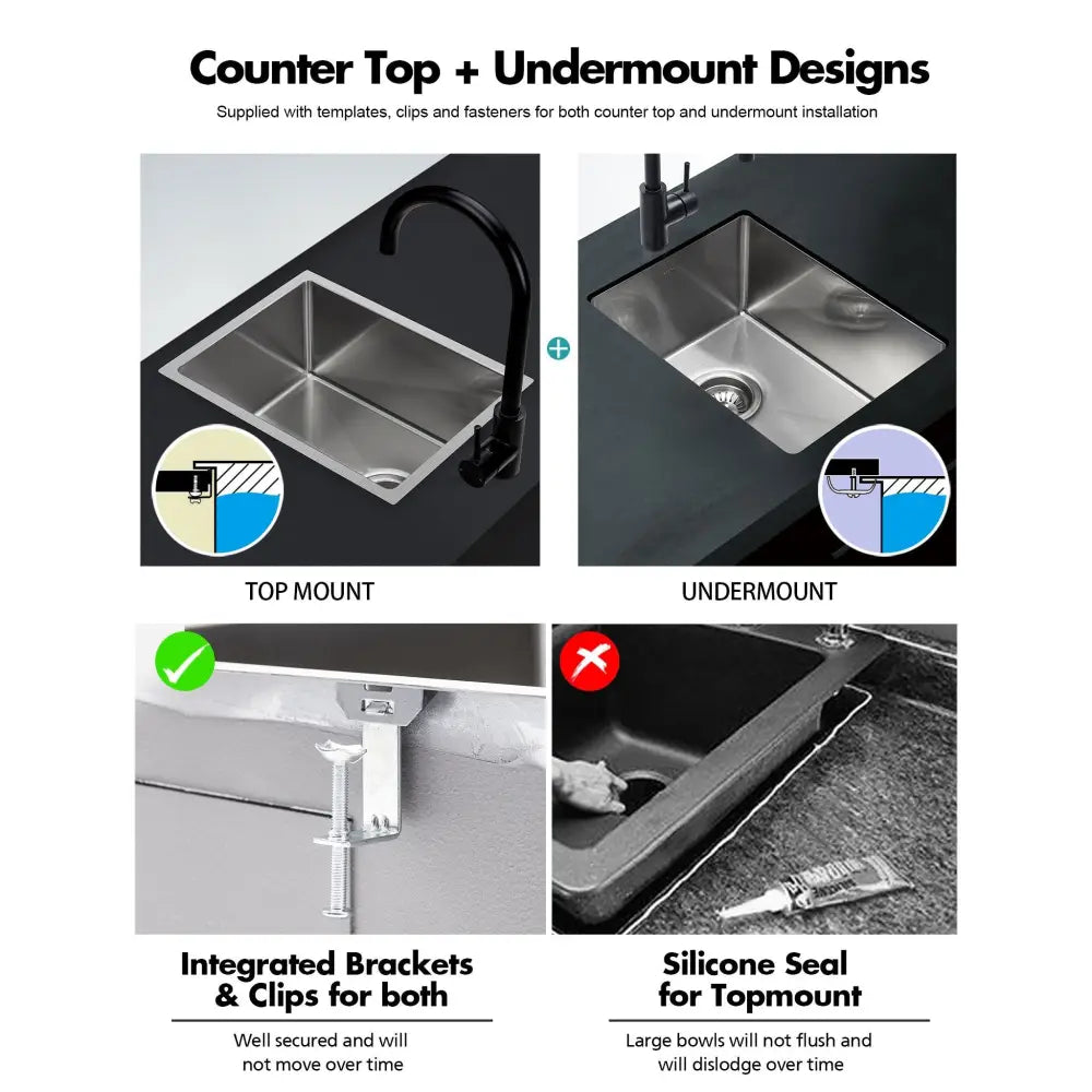 ULTIMO 1.5mm 340W x 450D Single Bowl Square Sink - SSD3445 - Sinks